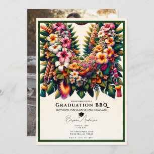 Invitación Graduación de Lei Floral Tropical Foto Fiesta BBQ