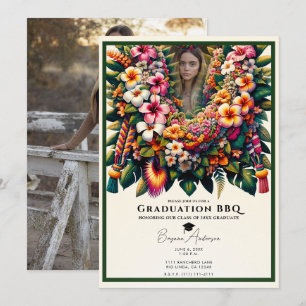 Invitación Graduación de Lei Floral Tropical Foto Fiesta BBQ