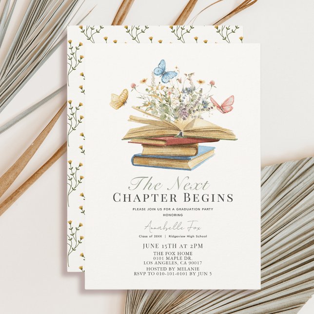 Invitación Graduación de libros y mariposas de capítulo sigui (Subido por el creador)