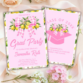 Invitación Graduación de Limón Rosa Recién Graduada