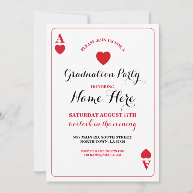 Invitación Graduación de los corazones de la fiesta de juego  (Anverso)