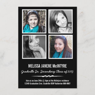 Invitación Graduación de los cuadrados de la foto cuatro del