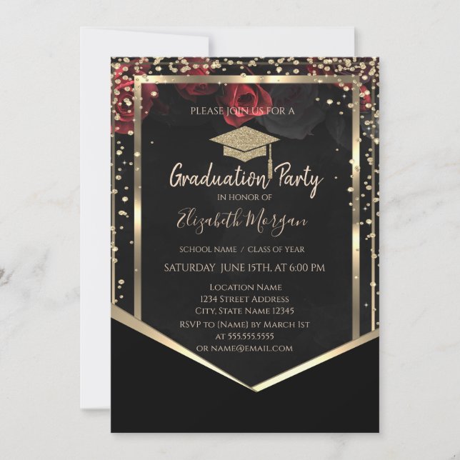 Invitación Graduación de los Rosas de la licenciatura de oro  (Anverso)