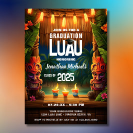 Invitación Graduación de Luau de la Isla Tropical Tiki Hawái