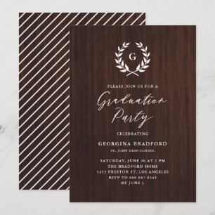 Invitación Graduación de Madera Rústica Rústica de Guirnalda 