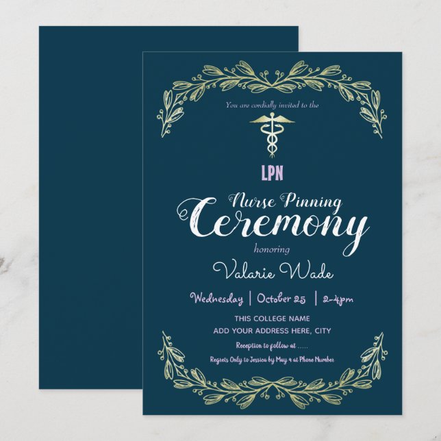 Invitación Graduación de marco de Fancy Ceremonia de postulac (Anverso / Reverso)