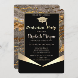 Invitación Graduación de Mármol de Piedra de purpurina