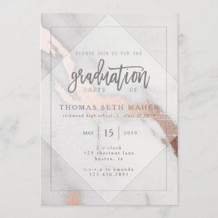 INVITACIÓN GRADUACIÓN DE MÁRMOL Y ORO ROSA