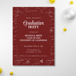 Invitación Graduación de Matemáticas con Letra a Mano Marrón 