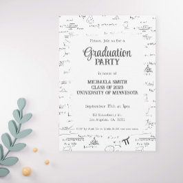 Invitación Graduación de matemáticas con letras blancas negra