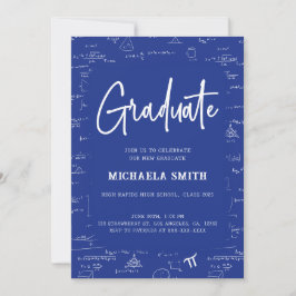 Invitación Graduación de matemáticas de escritura azul real