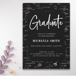Invitación Graduación de matemáticas en blanco y negro