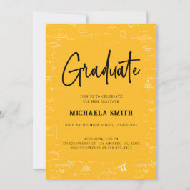 Invitación Graduación de Matemáticas Foto Amarillo Dorado Gra