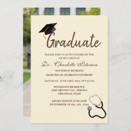 Invitación Graduación de Médica de fotografía Personalizado ú