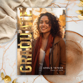 Invitación Graduación de moda Audaz Típografía de oro Fiesta