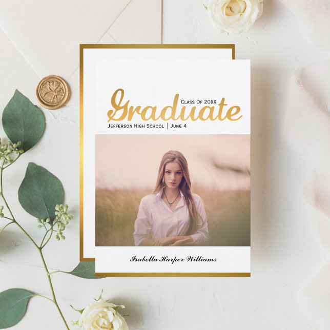 Invitación Graduación de moda Gold Trendy Clase de fotografía (Subido por el creador)
