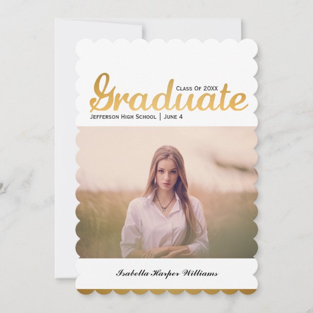Invitación Graduación de moda Gold Trendy Clase de fotografía (Anverso)