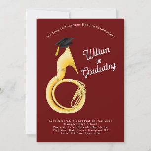 Invitación Graduación de Músico de Tuba Sousaphone
