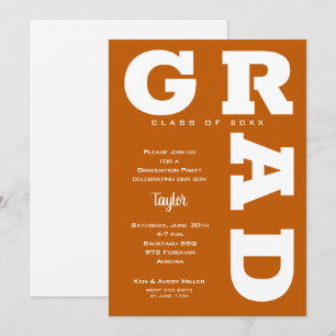 Invitación Graduación de Naranja quemado GRAD