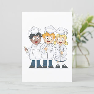 Invitación Graduación de Niños Lindos Dibujos Animados