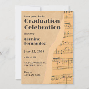 Invitación Graduación de notas musicales antiguas