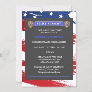 Invitación Graduación De Oficial De Policía De La Bandera Azu
