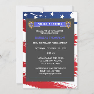 Invitación Graduación De Oficial De Policía De La Bandera Azu
