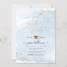 Invitación Graduación de oliage de oro delgado de PixDezines