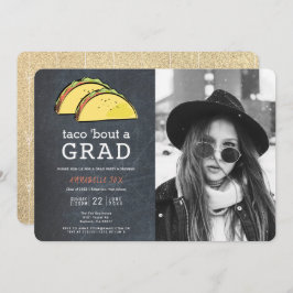 Invitación Graduación de oro de Taco Bout GRAD Photo Chalkboa