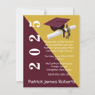 Invitación Graduación de Oro Marrón y Metálico