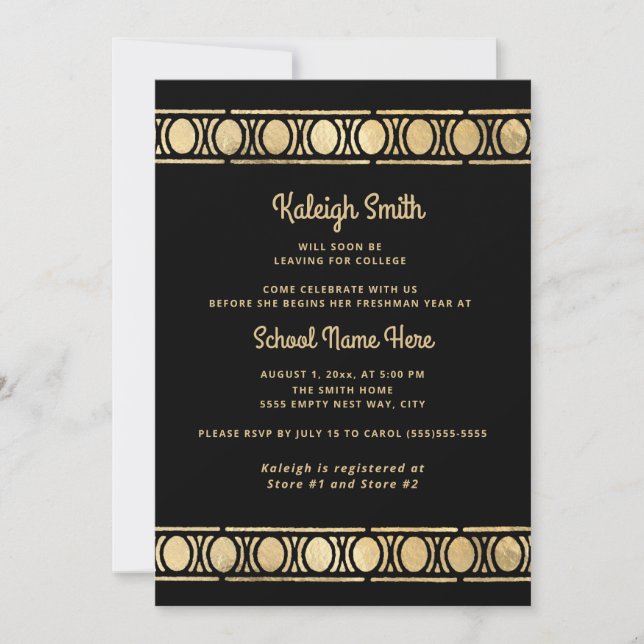 Invitación Graduación de oro negro del Fiesta del tronco (Anverso)