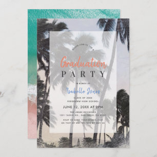 Invitación Graduación de Palm Tree y Tropical Beach