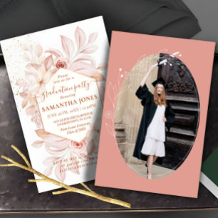 Invitación Graduación de Pampas Mínimas Florales de Acuarela