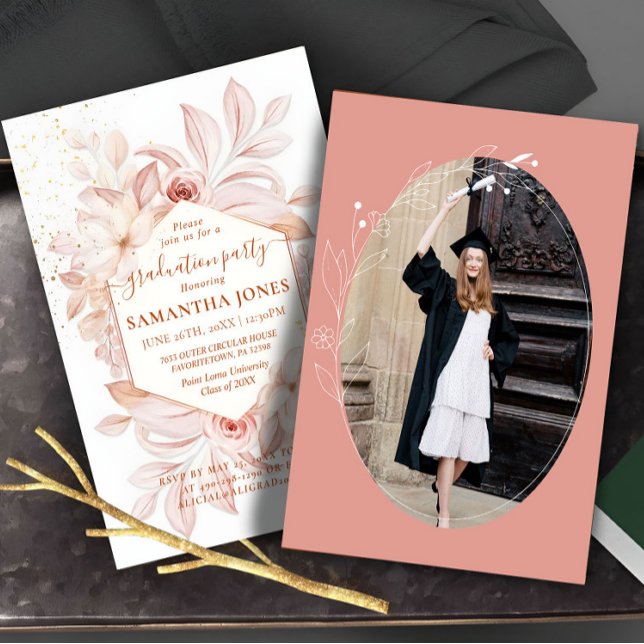 Invitación Graduación de Pampas Mínimas Florales de Acuarela (Subido por el creador)