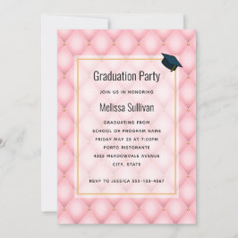 Invitación Graduación De Patrón De Diamante De Color Rosa De 