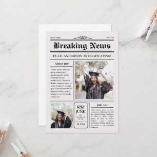 Invitación Graduación de periódico de fotografía divertida