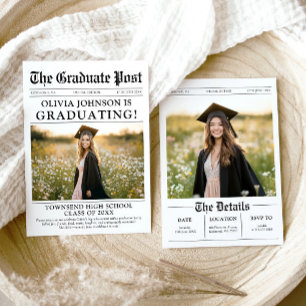Invitación Graduación de periódico de fotografía divertida