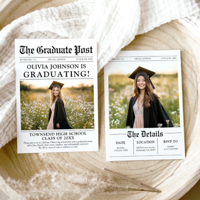 Invitación Graduación de periódico de fotografía divertida (Subido por el creador)