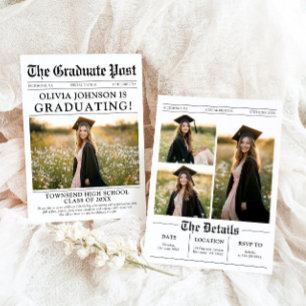 Invitación Graduación de periódico de fotografía divertida