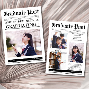 Invitación Graduación de periódico única y moderna