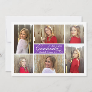 Invitación Graduación de Personalizado de Collage de fotos pú