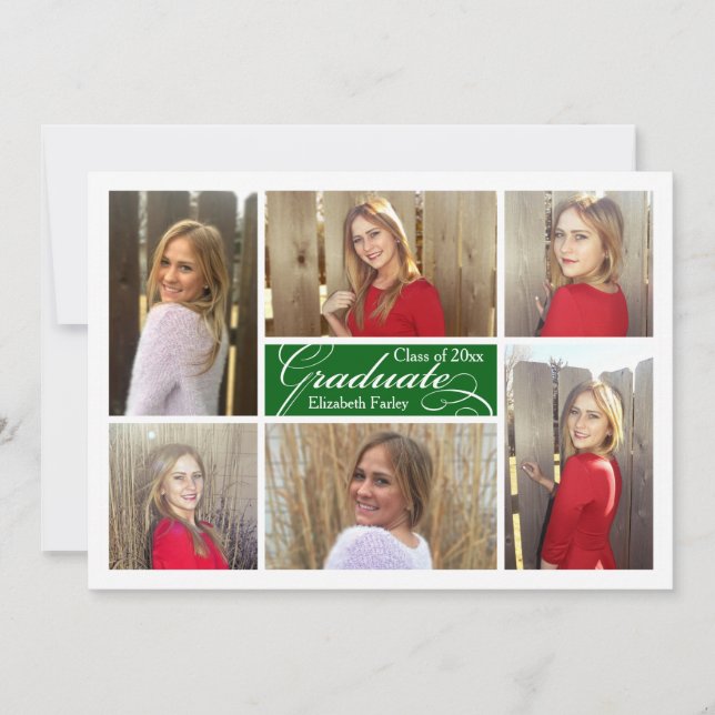 Invitación Graduación de Personalizado de seis Collages de fo (Anverso)