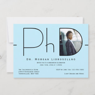 Invitación Graduación de PhD con fotografía moderna