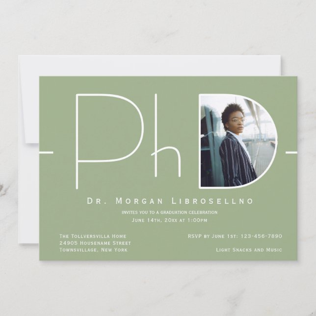 Invitación Graduación de PhD con fotografía moderna (Anverso)