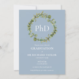 Invitación Graduación de PhD Dusty Blue Garland