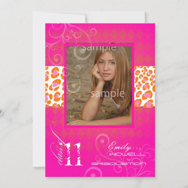 Invitación Graduación de PixDezines 2011, Harlequin rosa cali (Anverso)