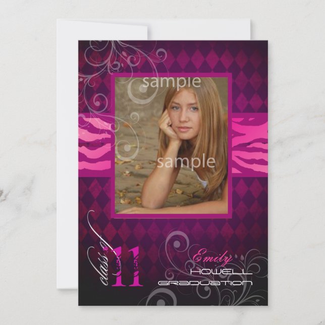 Invitación Graduación de PixDezines 2012, impresión de cebra+ (Anverso)