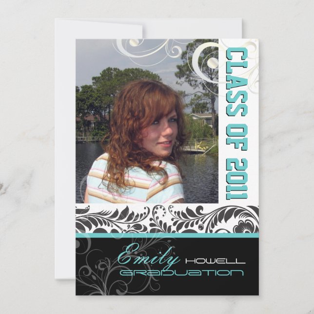 Invitación Graduación de PixDezines, Bellissimo Damask (Anverso)