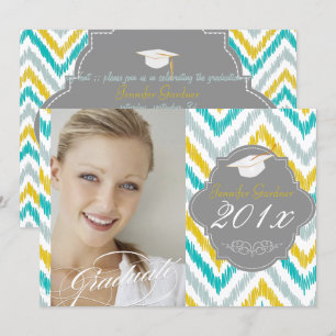 Invitación Graduación de PixDezines ikat chevron