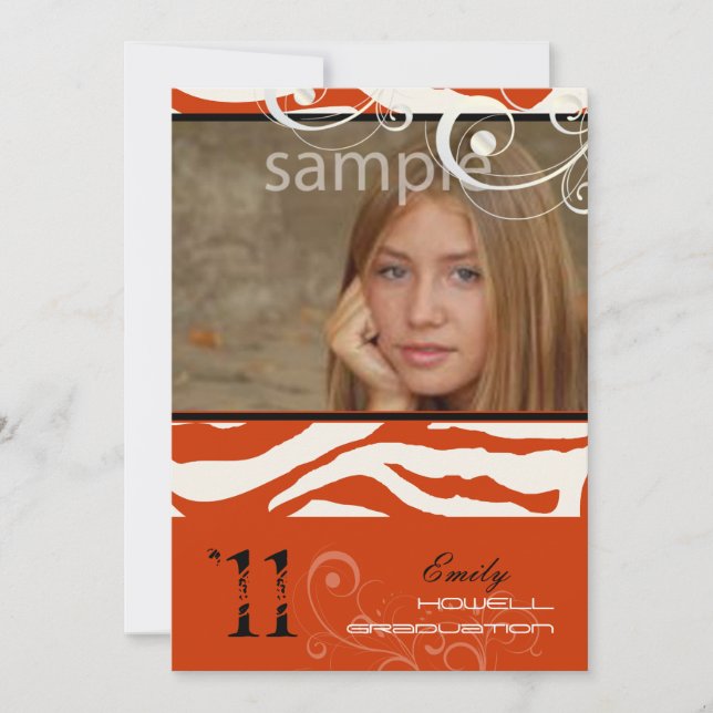 Invitación Graduación de PixDezines, impresión de cebra (Anverso)